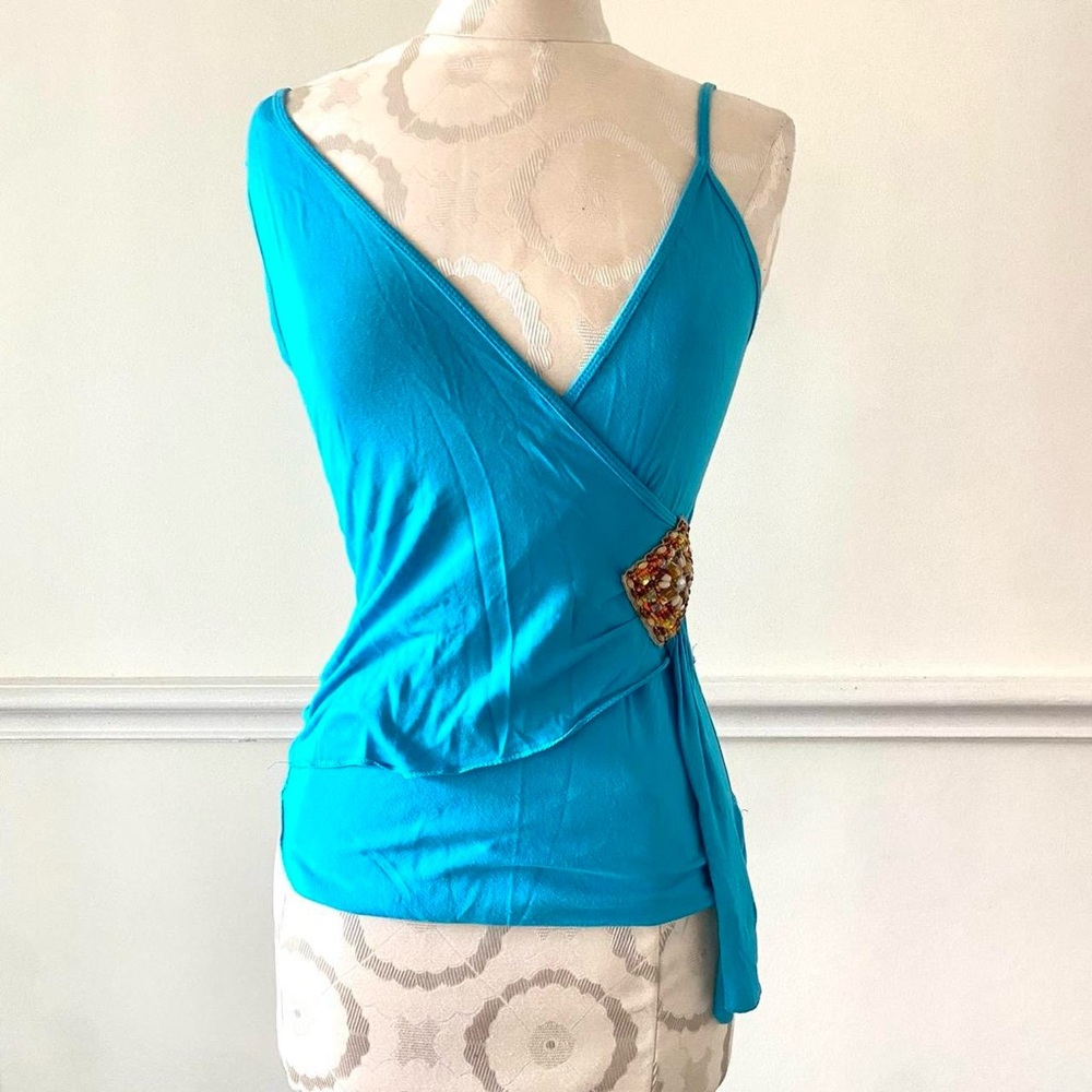Vtg y2k beaded asymmetrical tank top